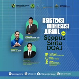 Poster kegiatan asistensi indeksasi jurnal IAIN Pontianak menuju Scopus, SINTA, dan DOAJ
